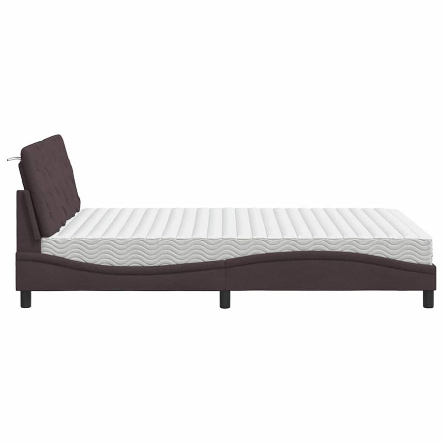 Bed met matras stof donkerbruin 140x190 cm