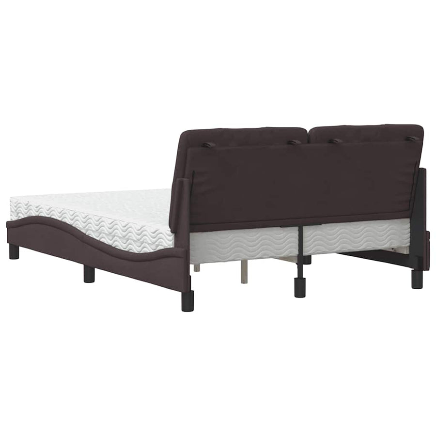 Bed met matras stof donkerbruin 140x190 cm