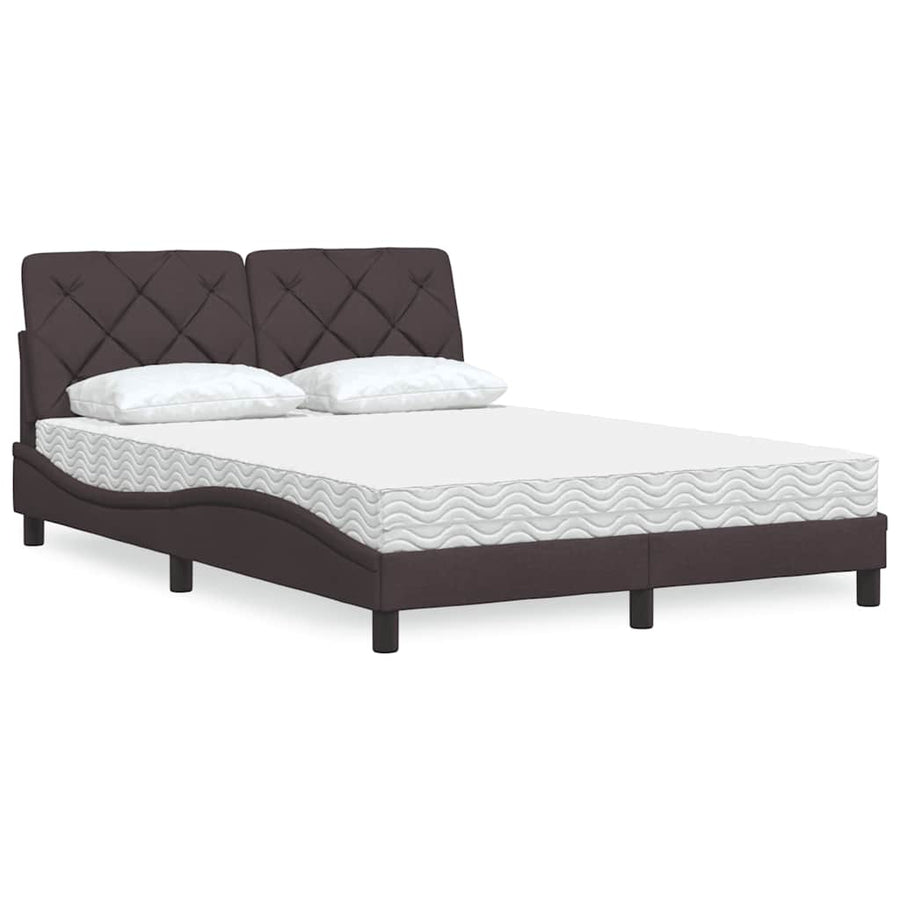 Bed met matras stof donkerbruin 140x190 cm
