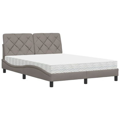 Bed met matras stof taupe 140x190 cm