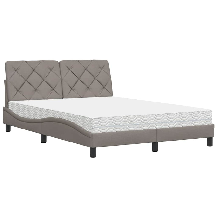 Bed met matras stof taupe 140x190 cm