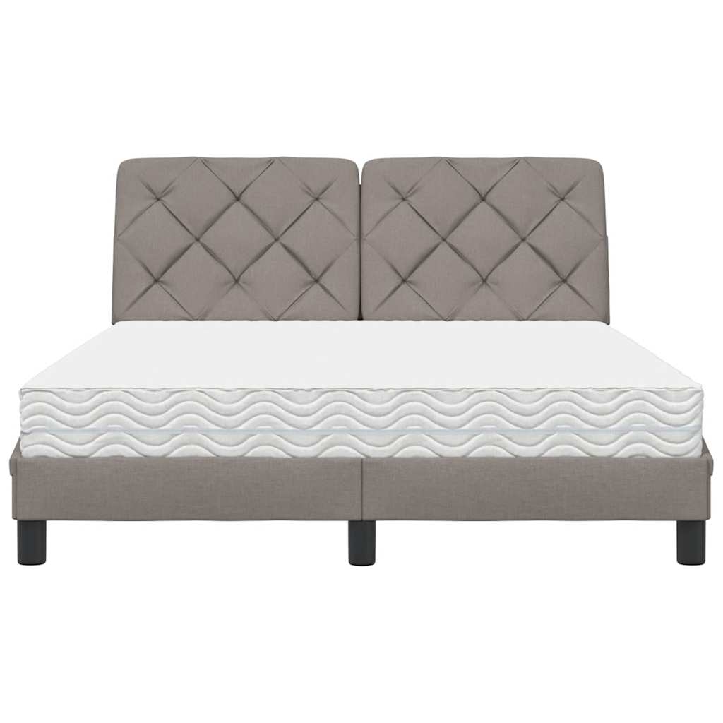 Bed met matras stof taupe 140x190 cm