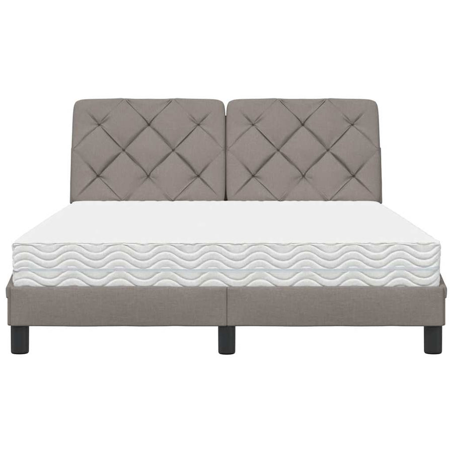Bed met matras stof taupe 140x190 cm