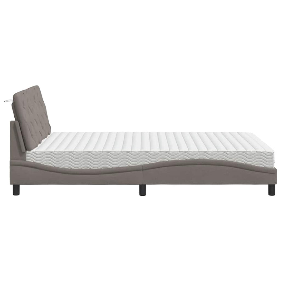 Bed met matras stof taupe 140x190 cm