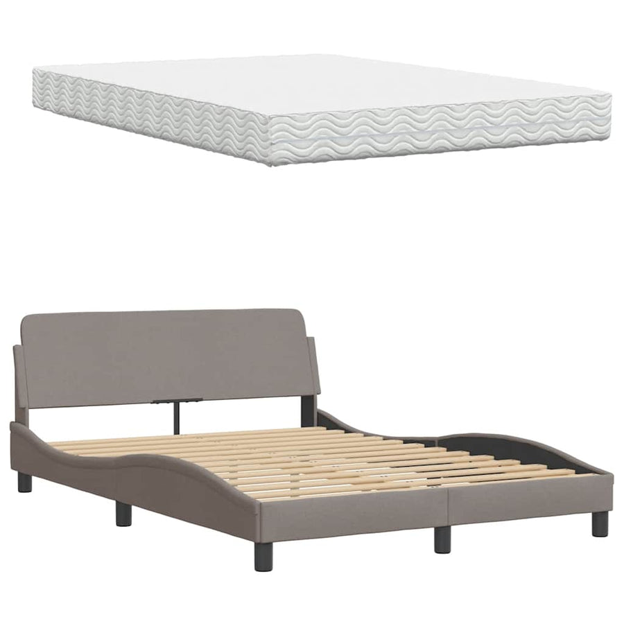 Bed met matras stof taupe 140x190 cm