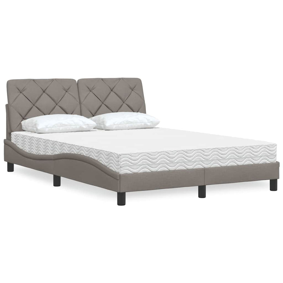 Bed met matras stof taupe 140x190 cm