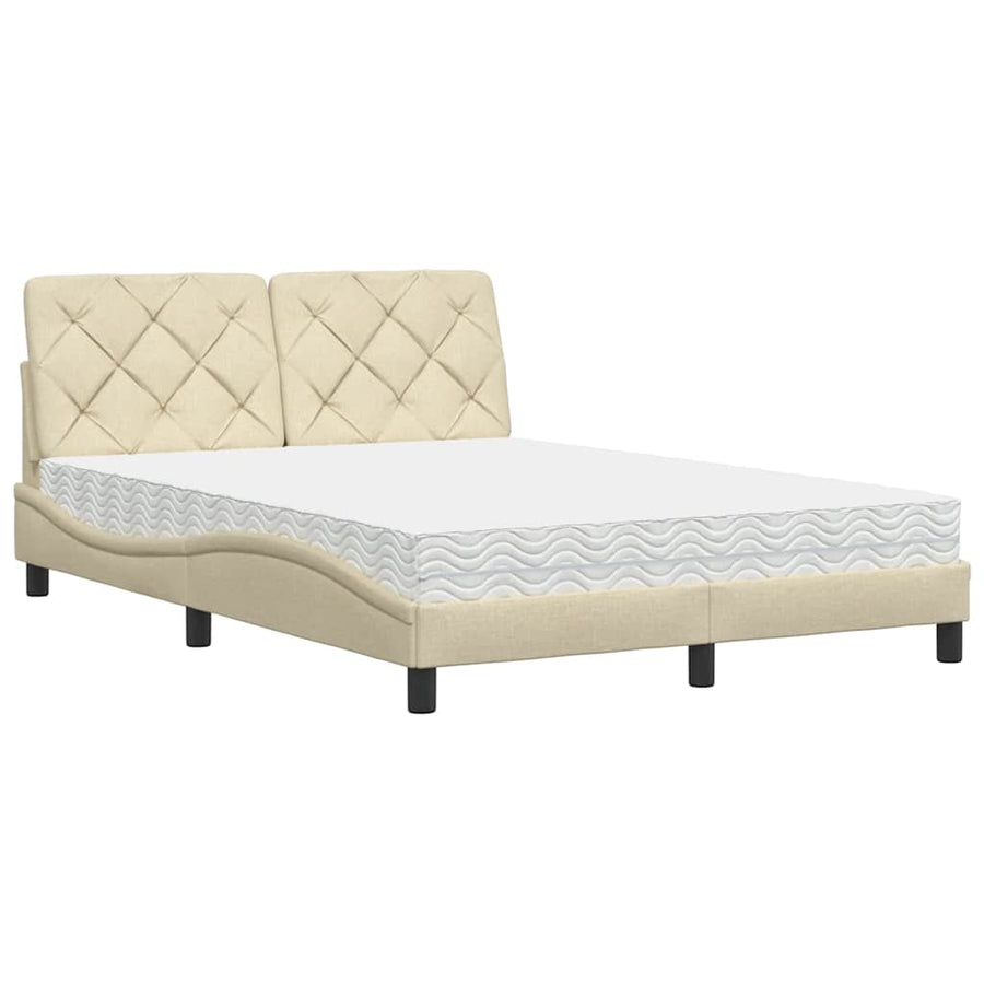 Bed met matras stof crèmekleurig 140x190 cm