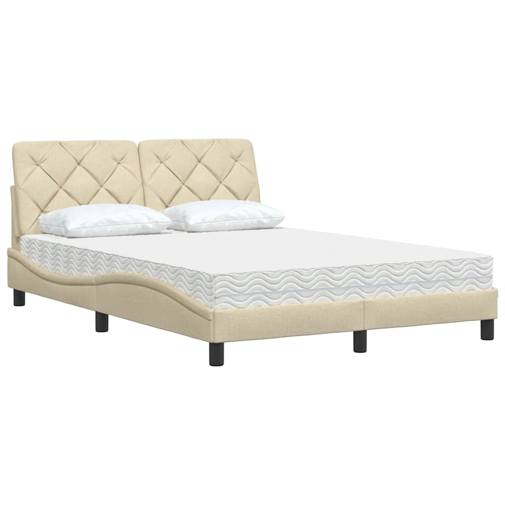 Bed met matras stof crèmekleurig 140x190 cm