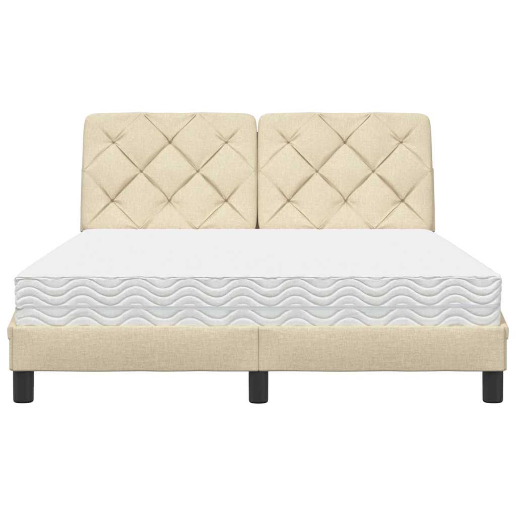 Bed met matras stof crèmekleurig 140x190 cm
