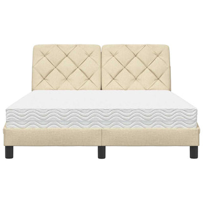 Bed met matras stof crèmekleurig 140x190 cm
