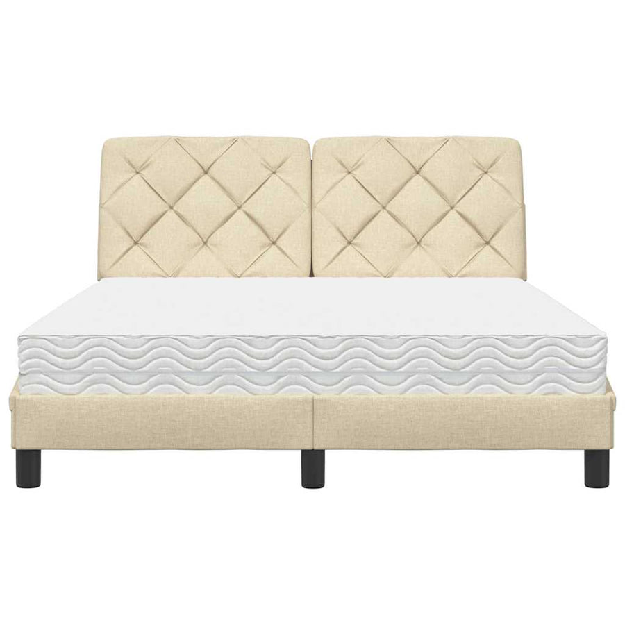 Bed met matras stof crèmekleurig 140x190 cm