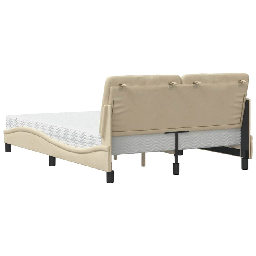 Bed met matras stof crèmekleurig 140x190 cm