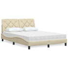 Bed met matras 140x190 cm crèmekleurig