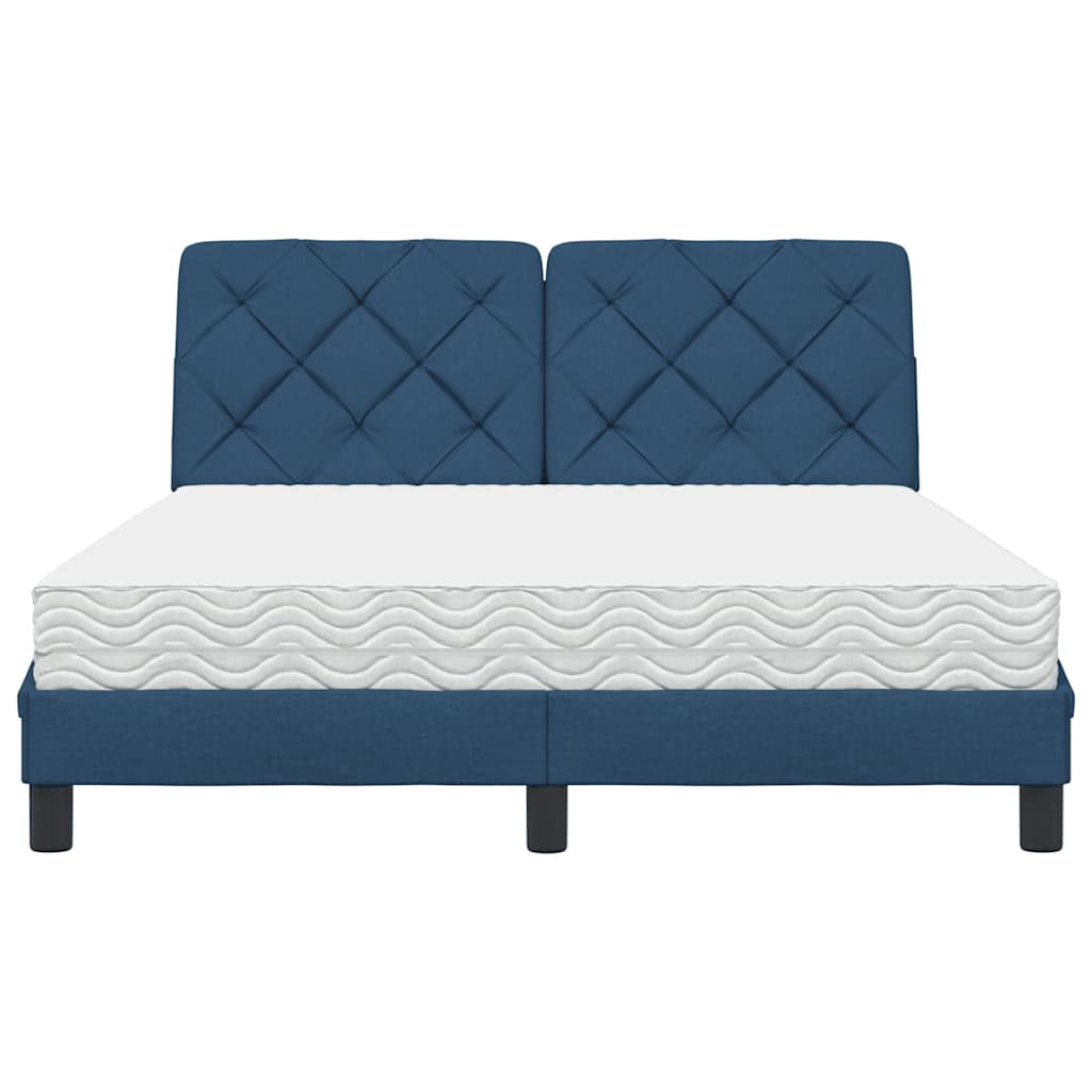 Bed met matras stof blauw 140x190 cm