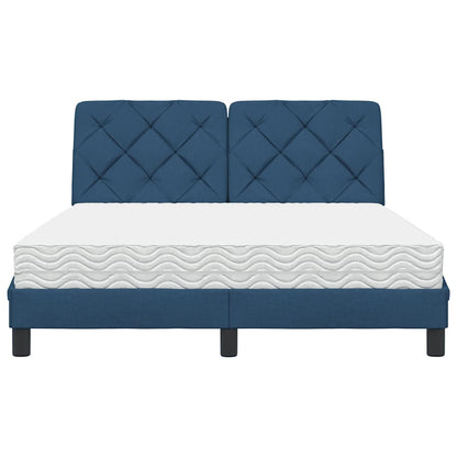 Bed met matras stof blauw 140x190 cm