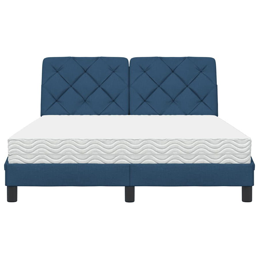Bed met matras stof blauw 140x190 cm