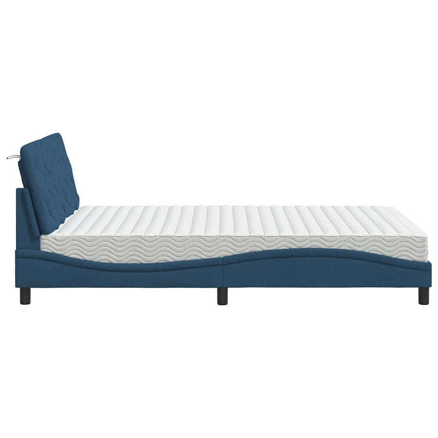 Bed met matras stof blauw 140x190 cm
