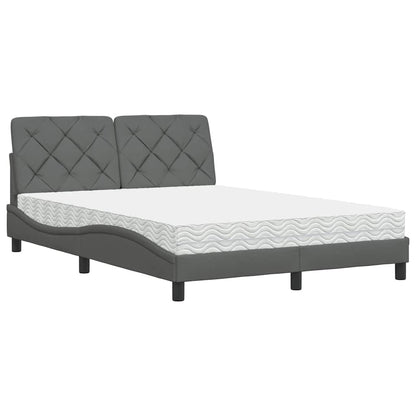 Bed met matras stof donkergrijs 140x200 cm