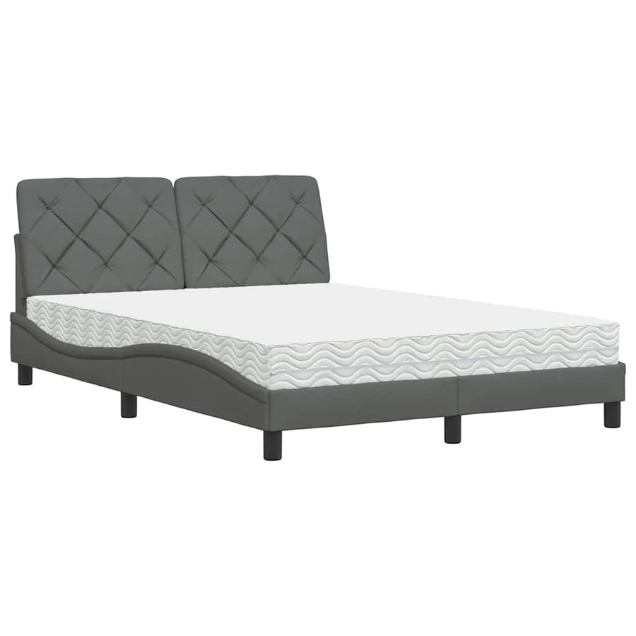 Bed met matras stof donkergrijs 140x200 cm