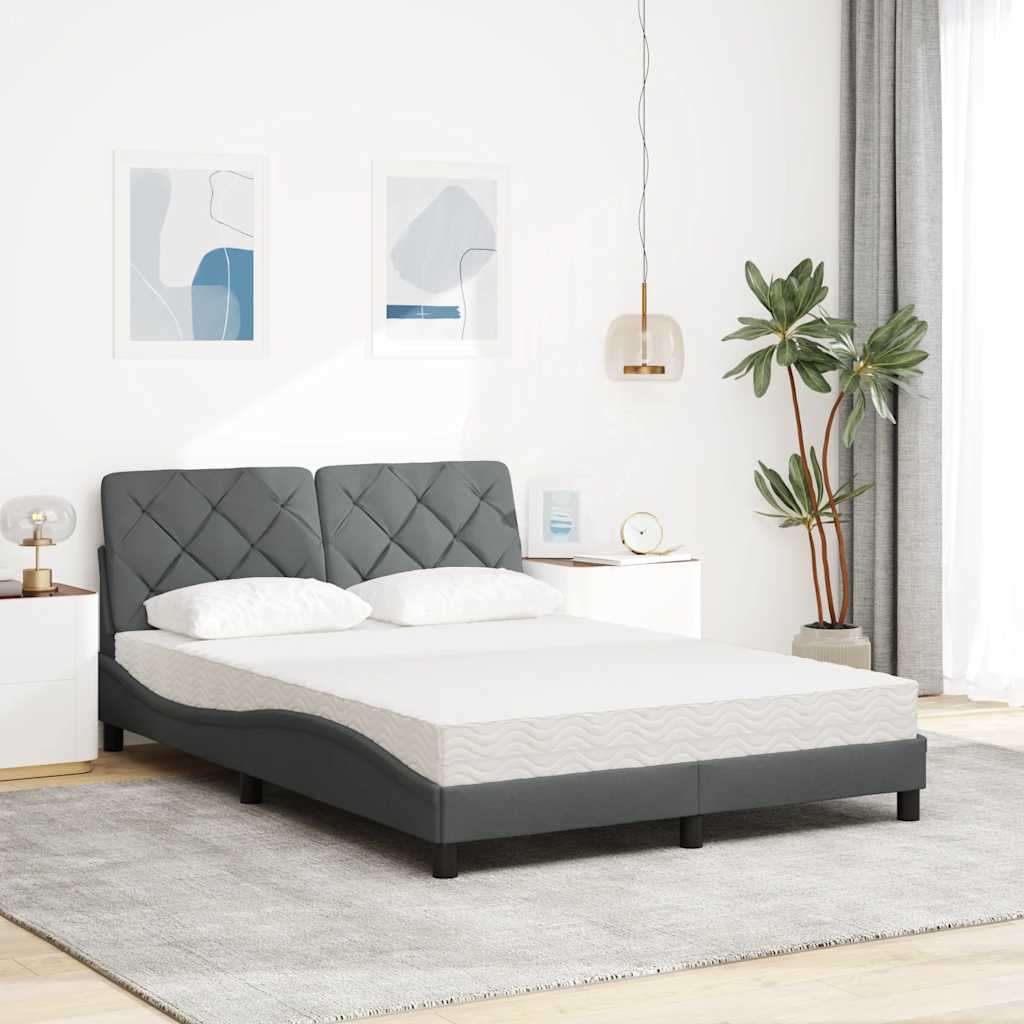 Bed met matras stof donkergrijs 140x200 cm
