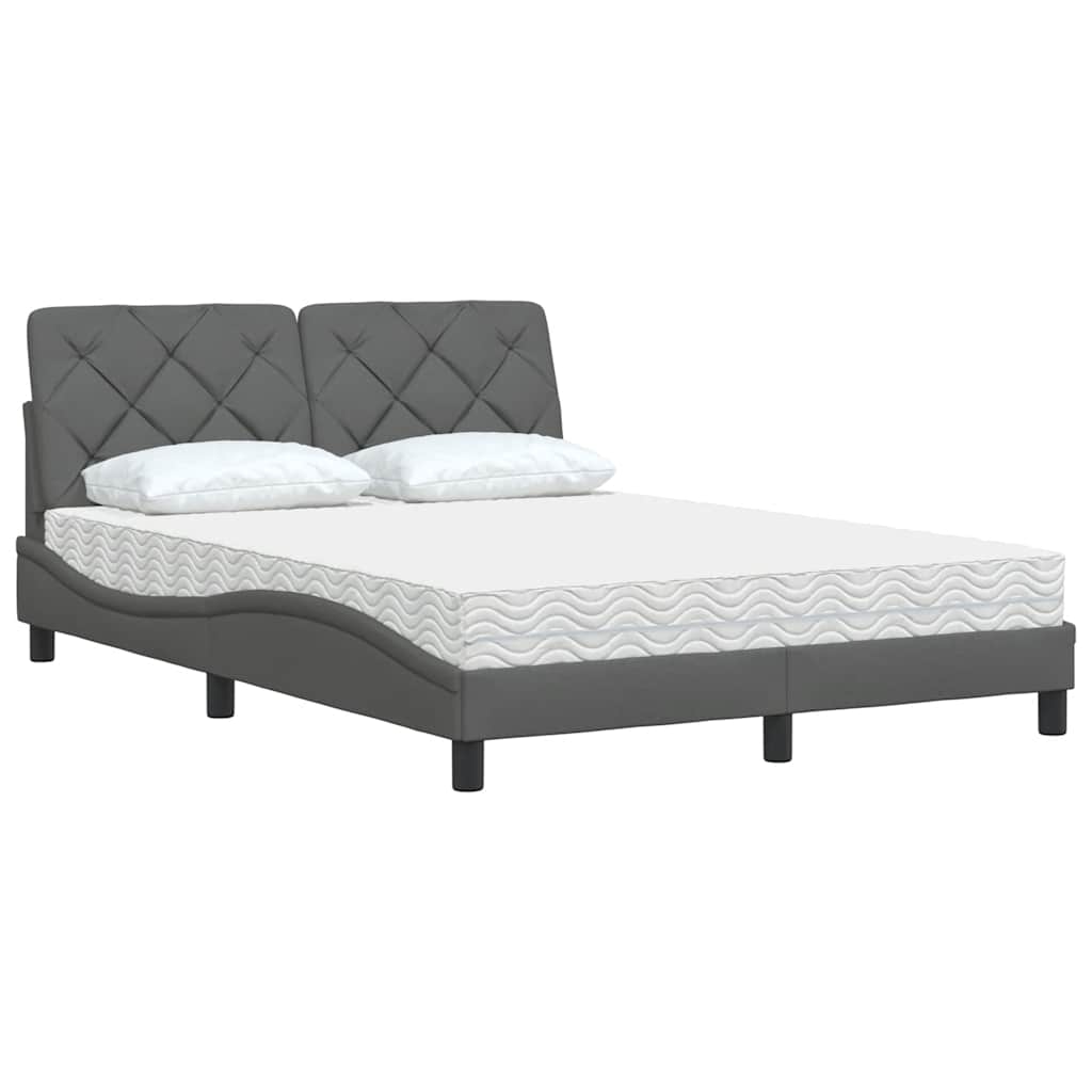 Bed met matras stof donkergrijs 140x200 cm