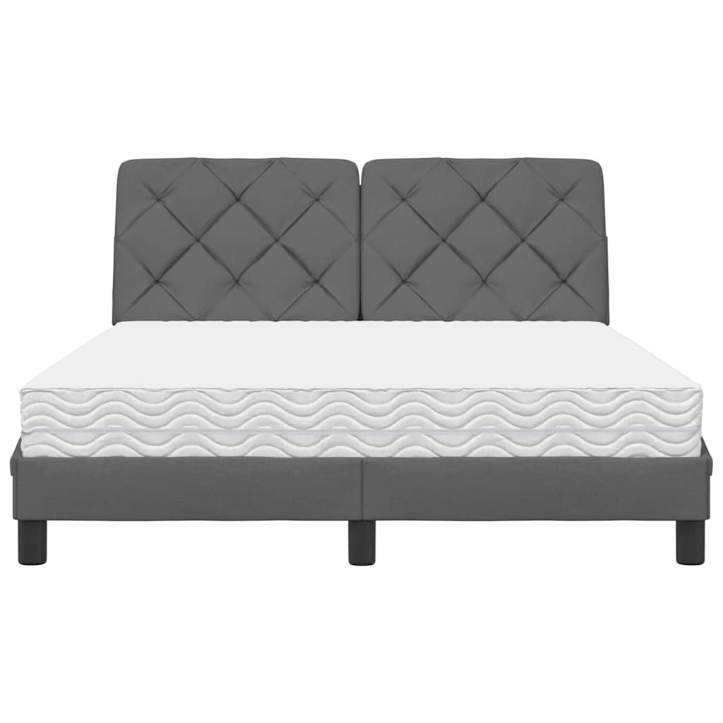 Bed met matras stof donkergrijs 140x200 cm
