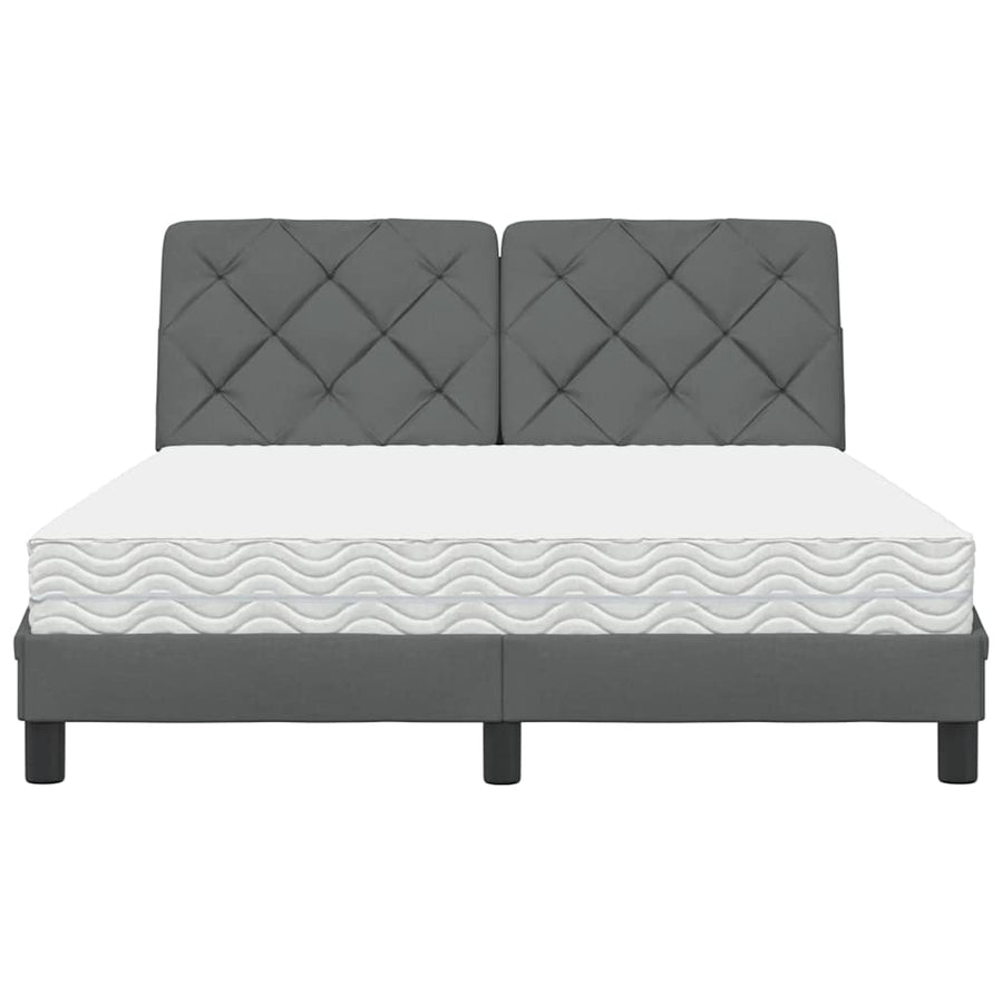 Bed met matras stof donkergrijs 140x200 cm