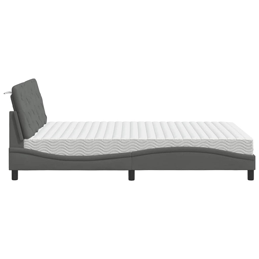 Bed met matras stof donkergrijs 140x200 cm