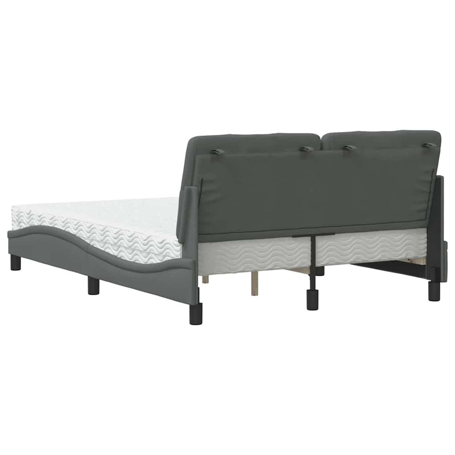 Bed met matras stof donkergrijs 140x200 cm