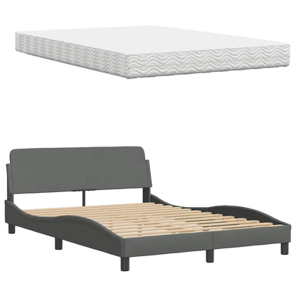 Bed met matras stof donkergrijs 140x200 cm