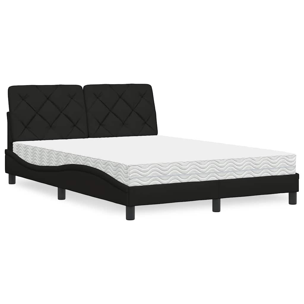 Bed met matras stof zwart 140x200 cm