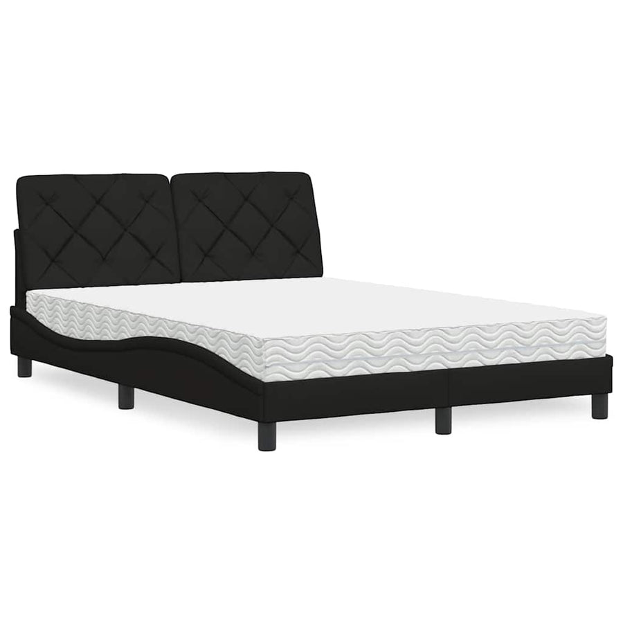 Bed met matras stof zwart 140x200 cm