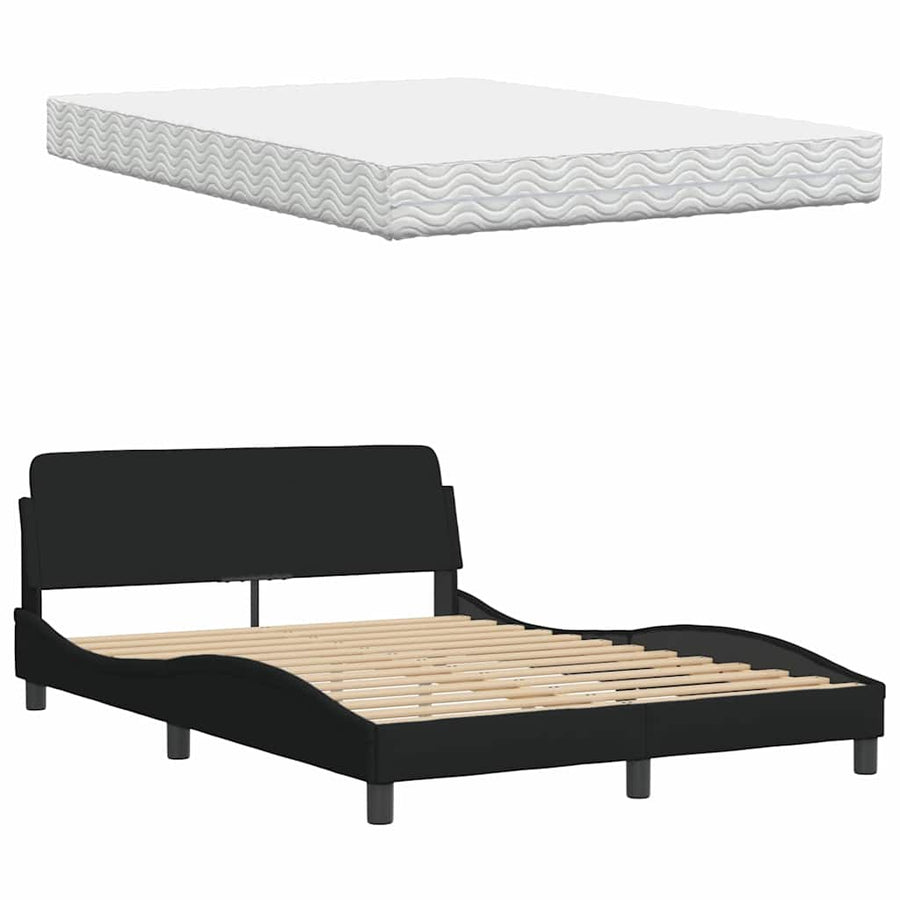 Bed met matras stof zwart 140x200 cm