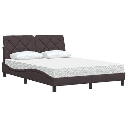 Bed met matras stof donkerbruin 140x200 cm