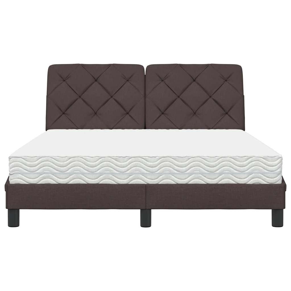 Bed met matras stof donkerbruin 140x200 cm