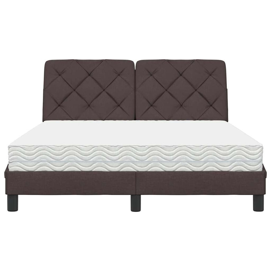 Bed met matras stof donkerbruin 140x200 cm