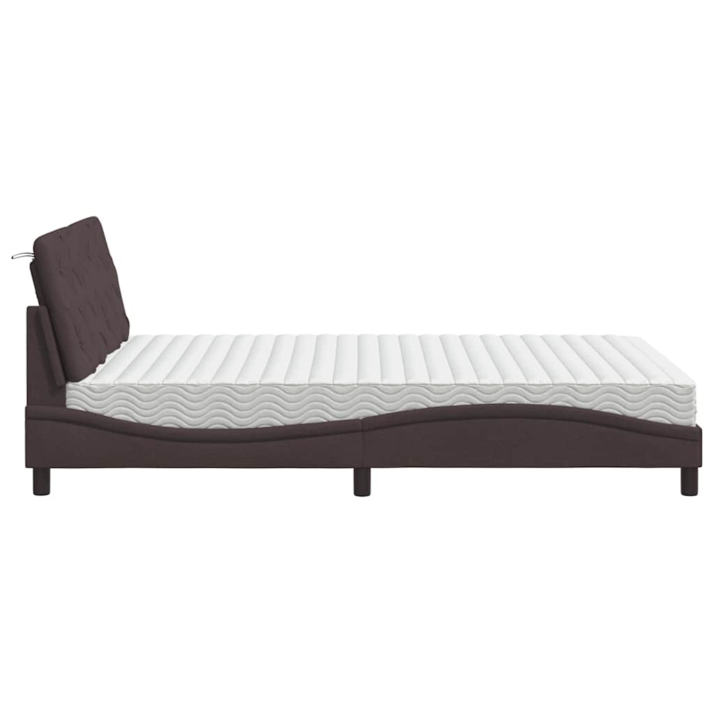 Bed met matras stof donkerbruin 140x200 cm