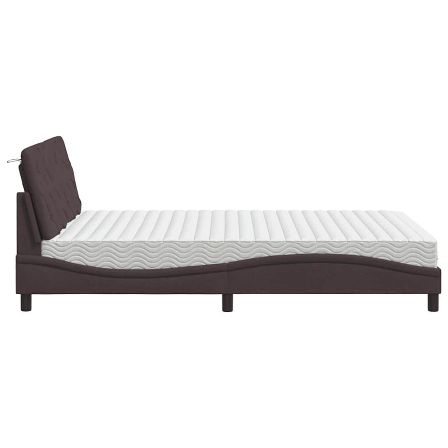 Bed met matras stof donkerbruin 140x200 cm