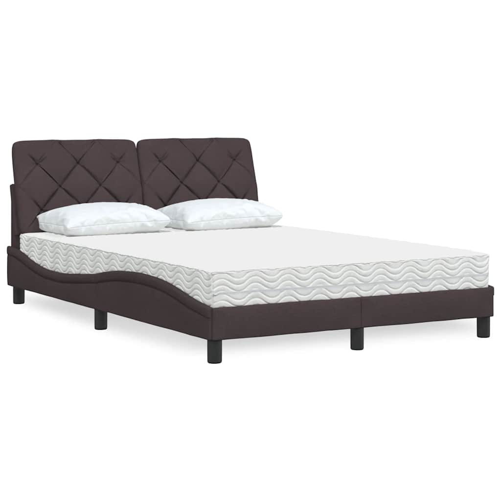 Bed met matras stof donkerbruin 140x200 cm