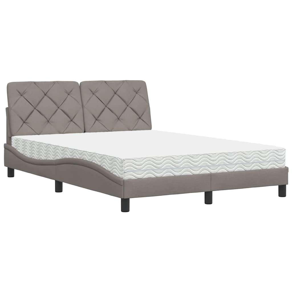 Bed met matras stof taupe 140x200 cm