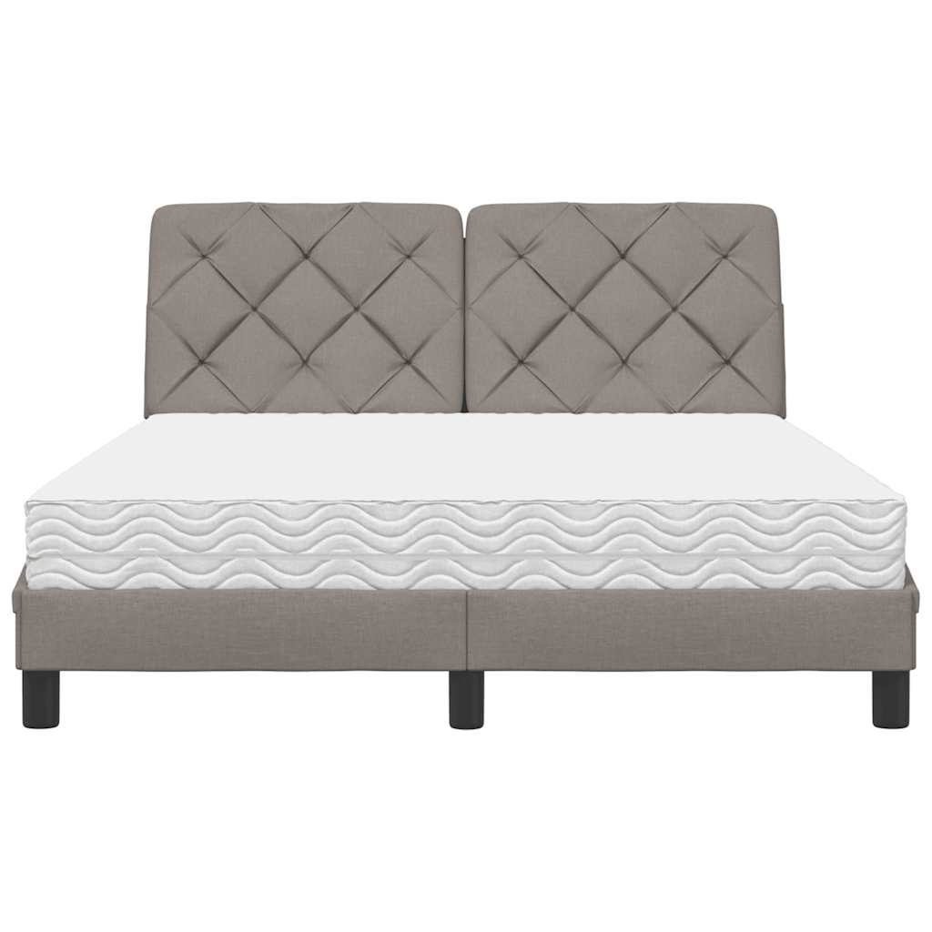 Bed met matras stof taupe 140x200 cm