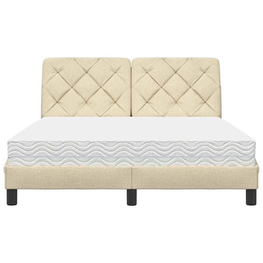 Bed met matras stof crèmekleurig 140x200 cm