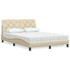 Bed met matras 140x200 cm crèmekleurig stof
