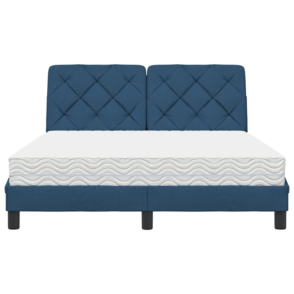 Bed met matras stof blauw 140x200 cm