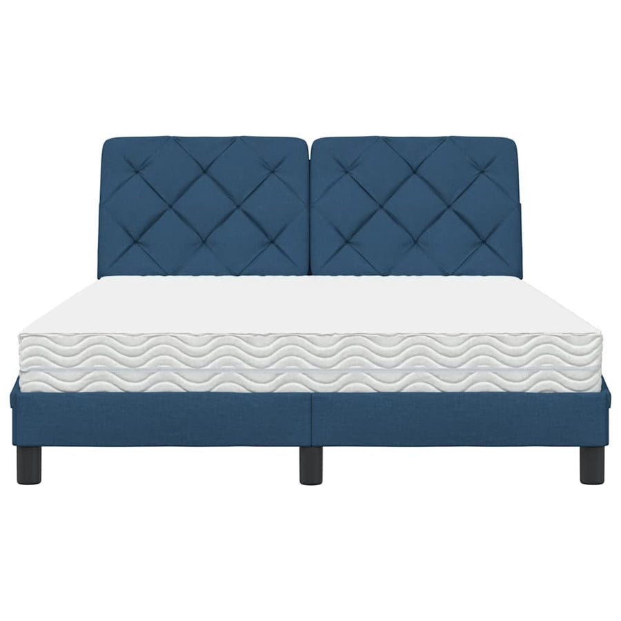 Bed met matras stof blauw 140x200 cm
