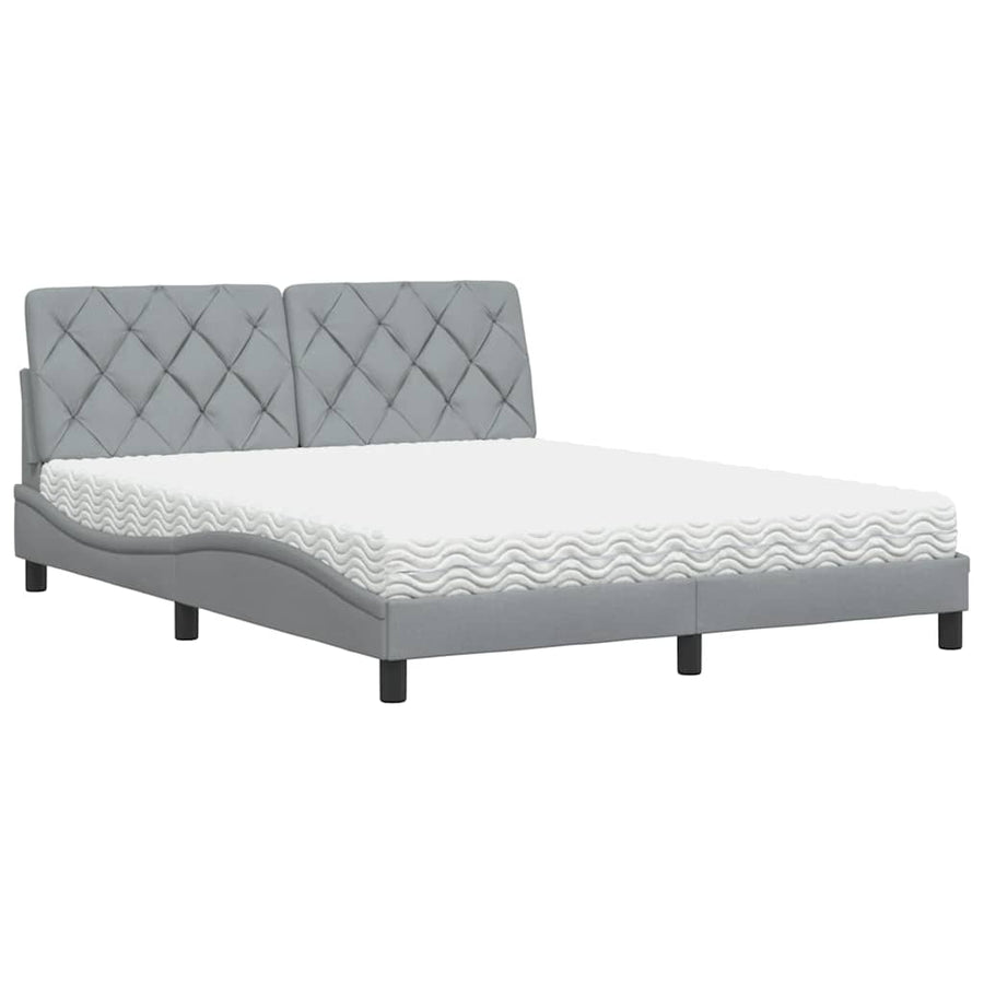 Bed met matras stof lichtgrijs 160x200 cm