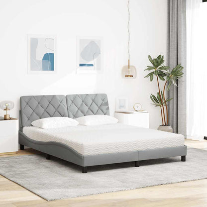 Bed met matras stof lichtgrijs 160x200 cm