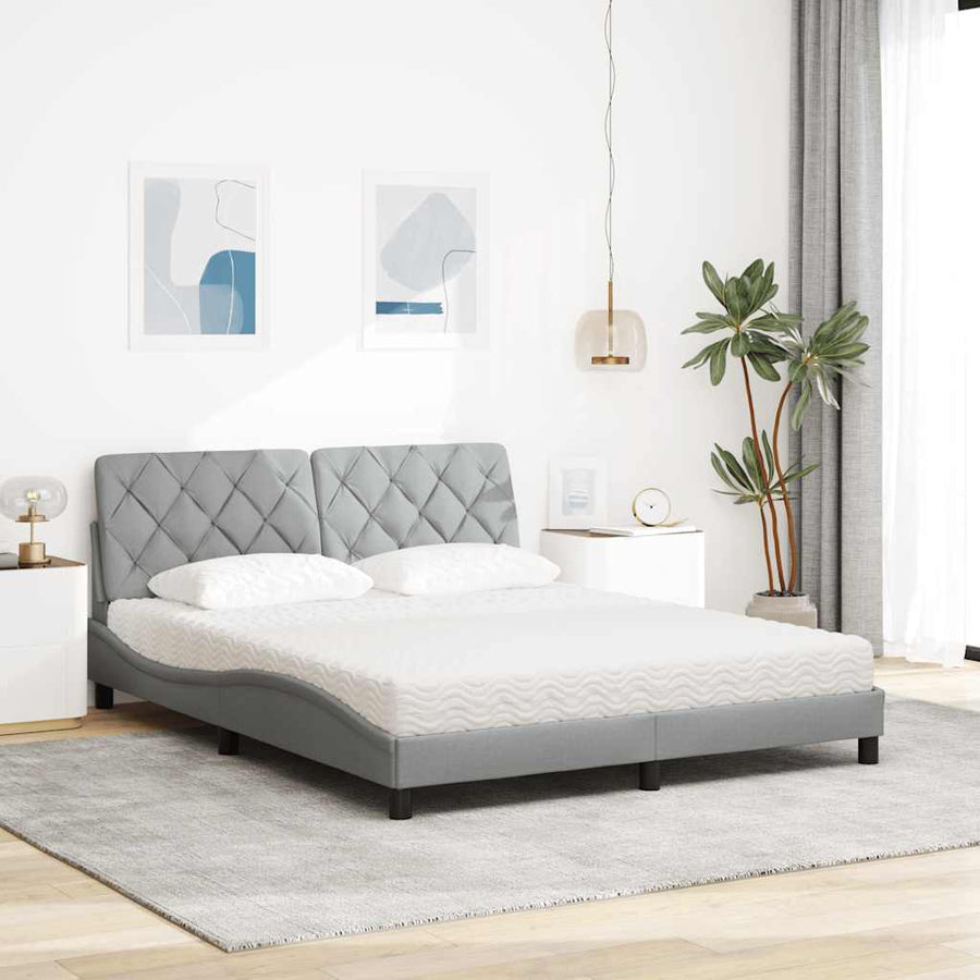 Bed met matras stof lichtgrijs 160x200 cm