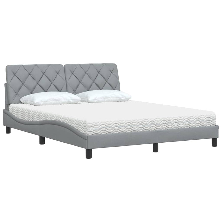 Bed met matras stof lichtgrijs 160x200 cm