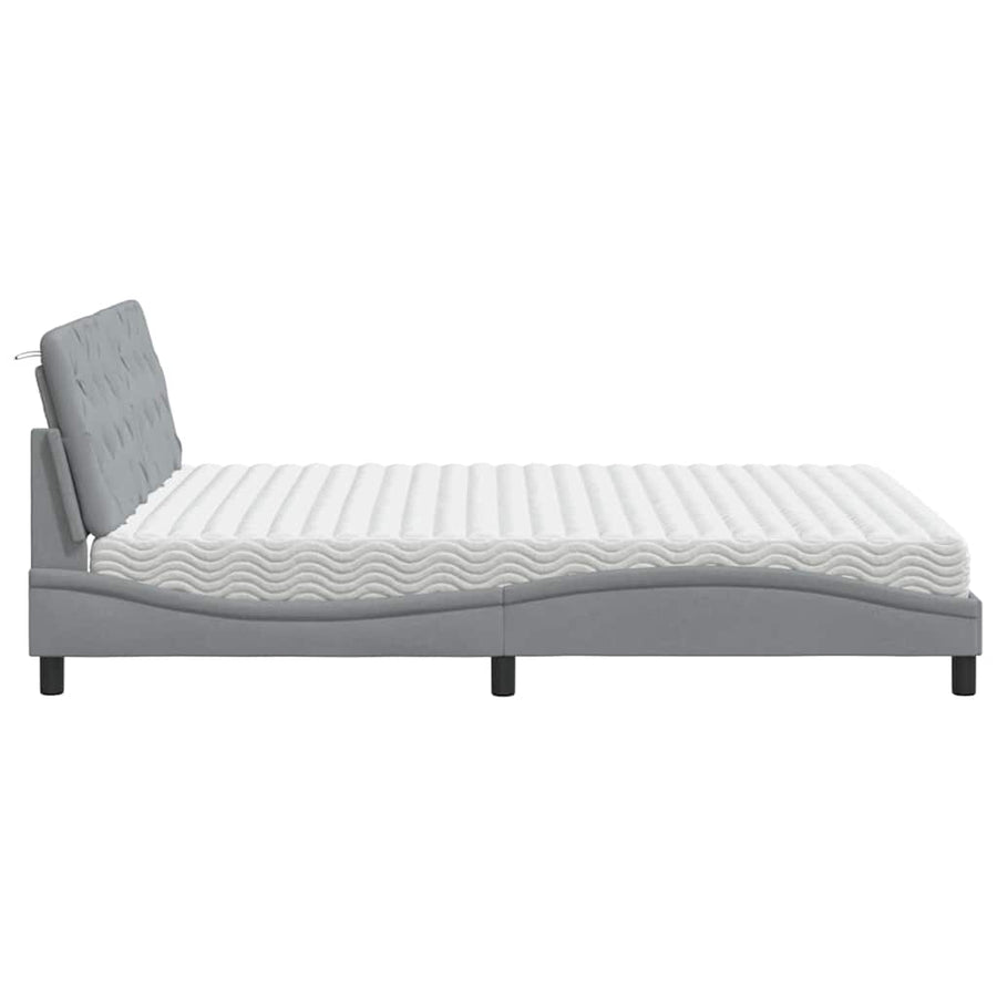 Bed met matras stof lichtgrijs 160x200 cm